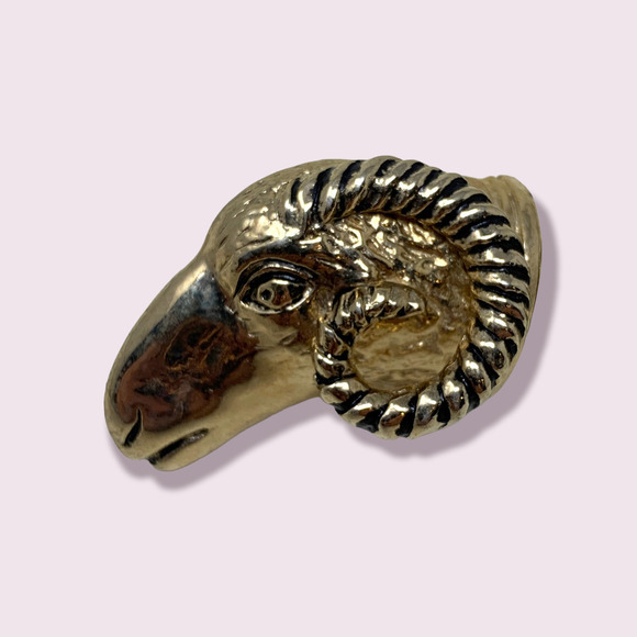 Vintage SWANK Ram's Head Figural Cuff Links Gold Tone 1960's - Picture 2 of 6